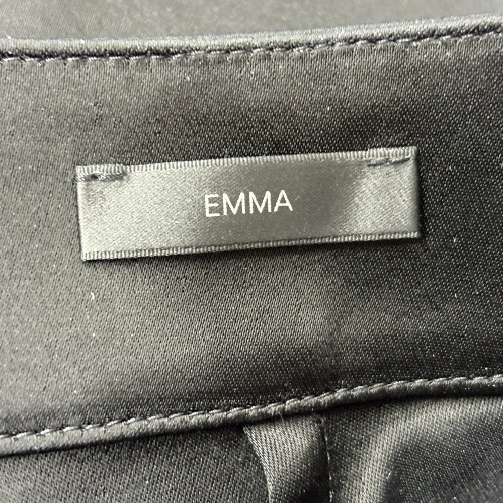 St. John Caviar Women Pants 2 Black Emma Satin Straight Leg Side Zip Luxury - Picture 7 of 15